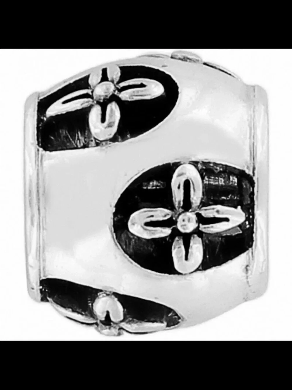 NWOT Brighton Jardine  charm Sterling Silver Floral Spacer Bead - Black & Silver